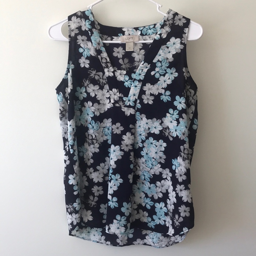 BLUE FLORAL SLEEVELESS BLOUSE